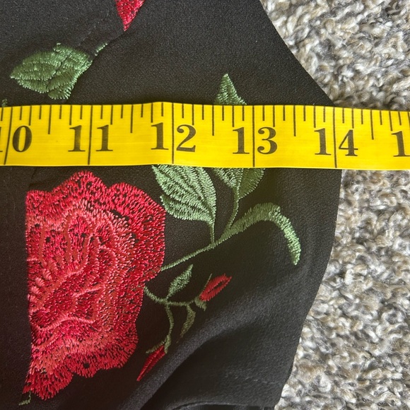 Emerald Sundae black mini dress with embroidered roses size small - Picture 8 of 10